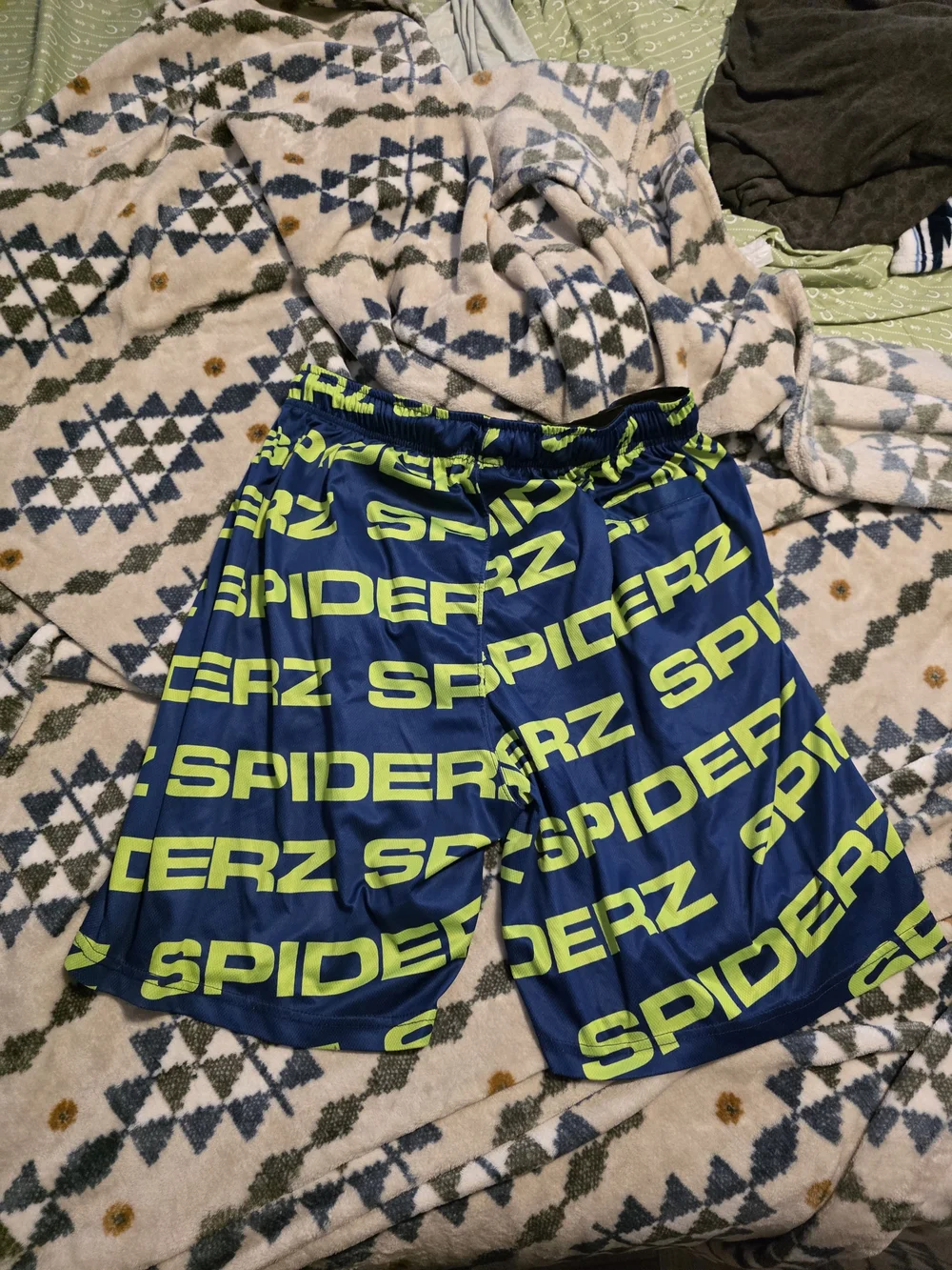 Spiderz Men’s Navy Blue & Neon Green Athletic Shorts